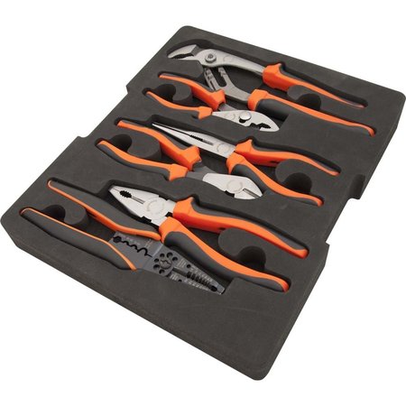 DYNAMIC Tools 7 Piece Pliers and Wire Stripper Set With Foam Tool Organizer D105105